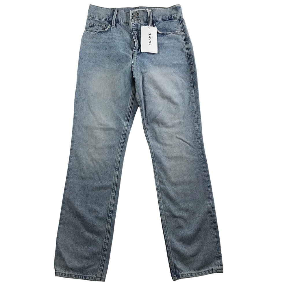 Frame Le Sylvie High Rise Straight Leg Jeans Bilson Light Wash 26 LSYDB727